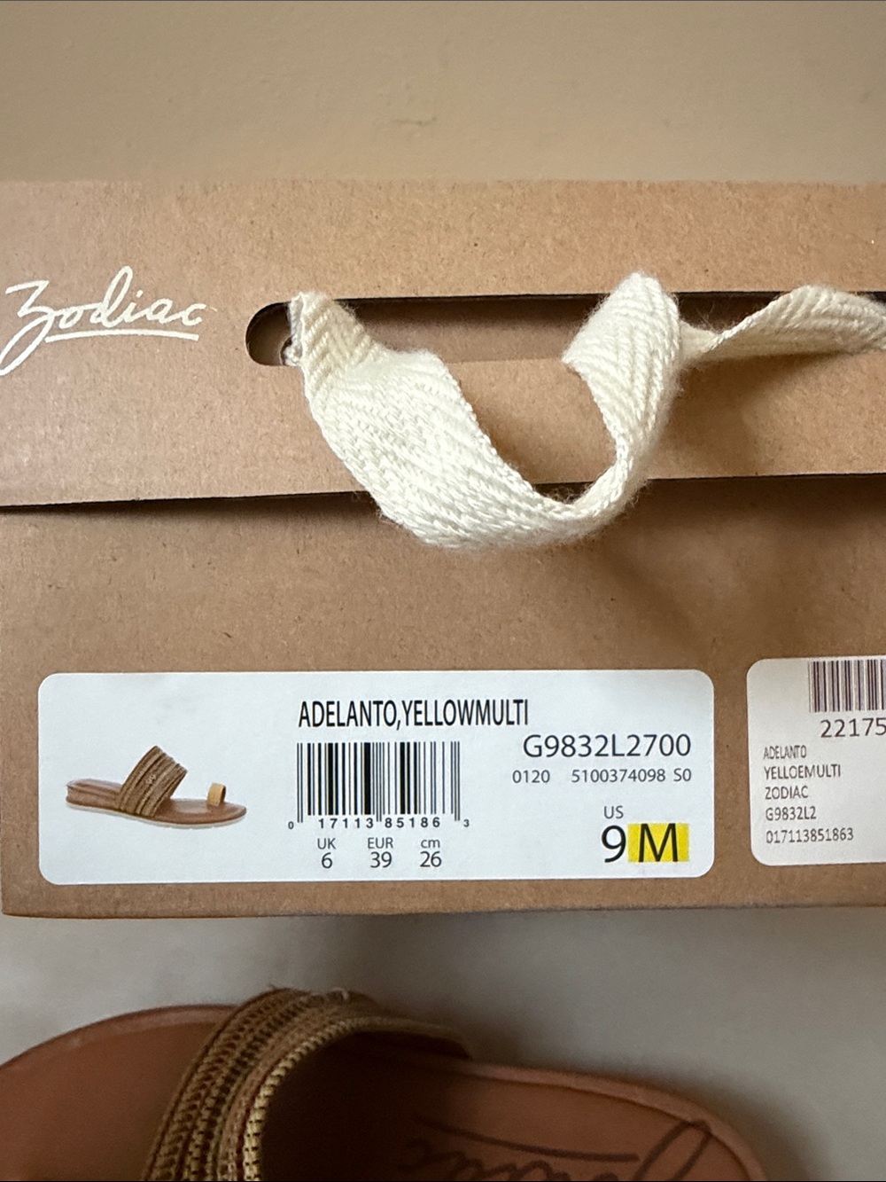 Zodiac Yellow & Multicolor Woven Slide Sandals - Picture 6 of 6